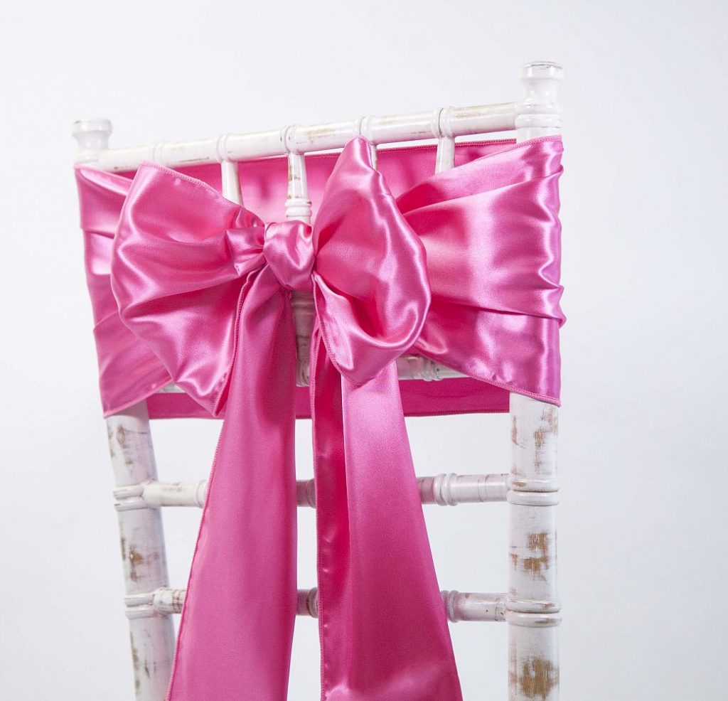 SATIN SASH HOT PINK Chair Covers Of Yorkshire