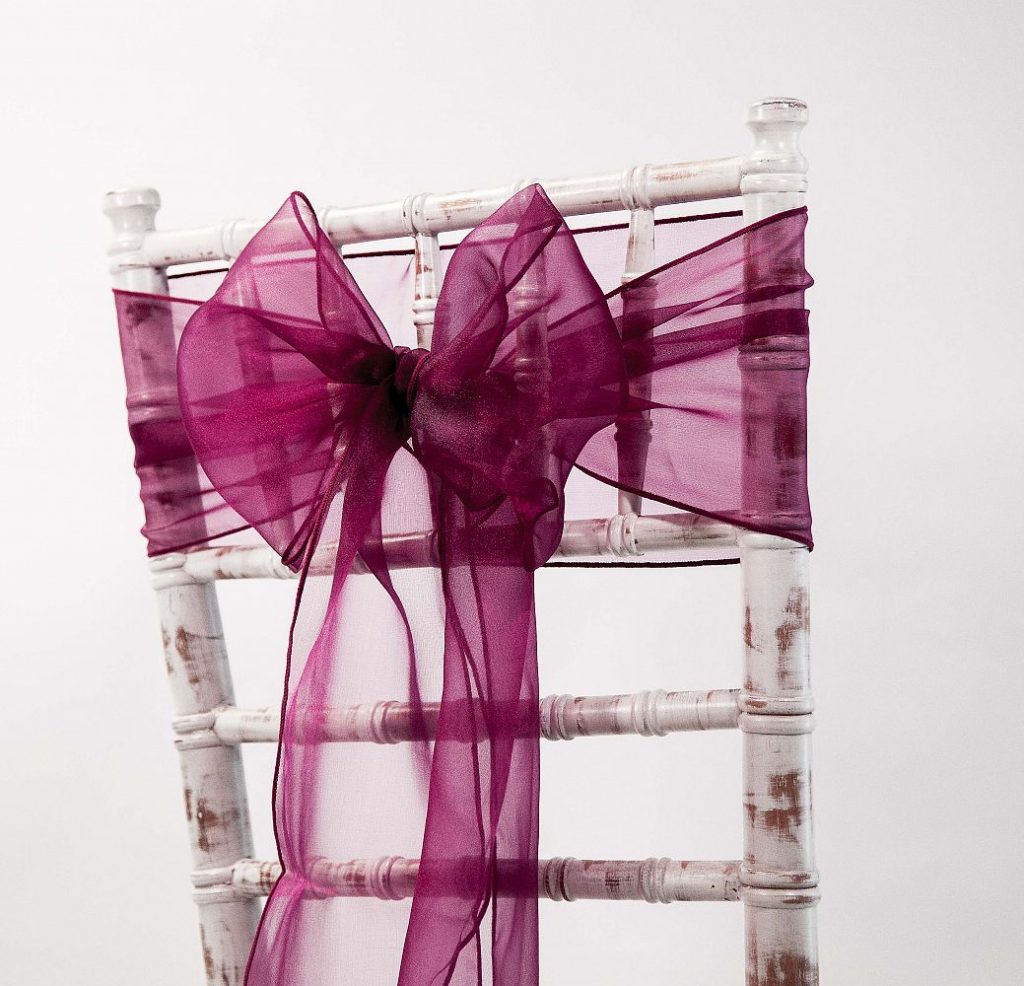 ORGANZA SASH 20CM X 275CM BURGUNDY Chair Covers Of Yorkshire