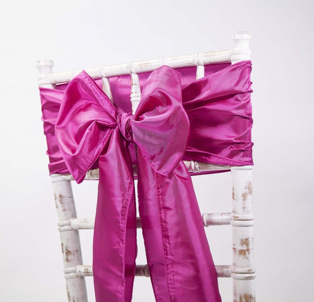 TAFFETA SASH RASPBERRY Chair Covers Of Yorkshire